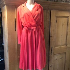 VTG 70s Henry Lee Disco Faux Wrap Secretary Dress